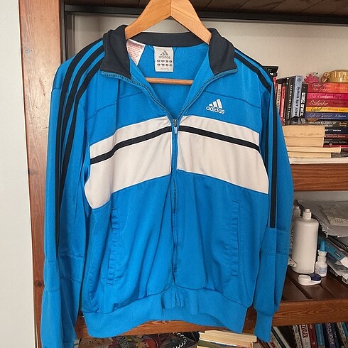 Adidas Vintage Çizgili Mavi Ceket