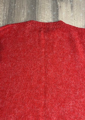 Kırmızı El Örgüsü Kadın Kazak - Görsel 4