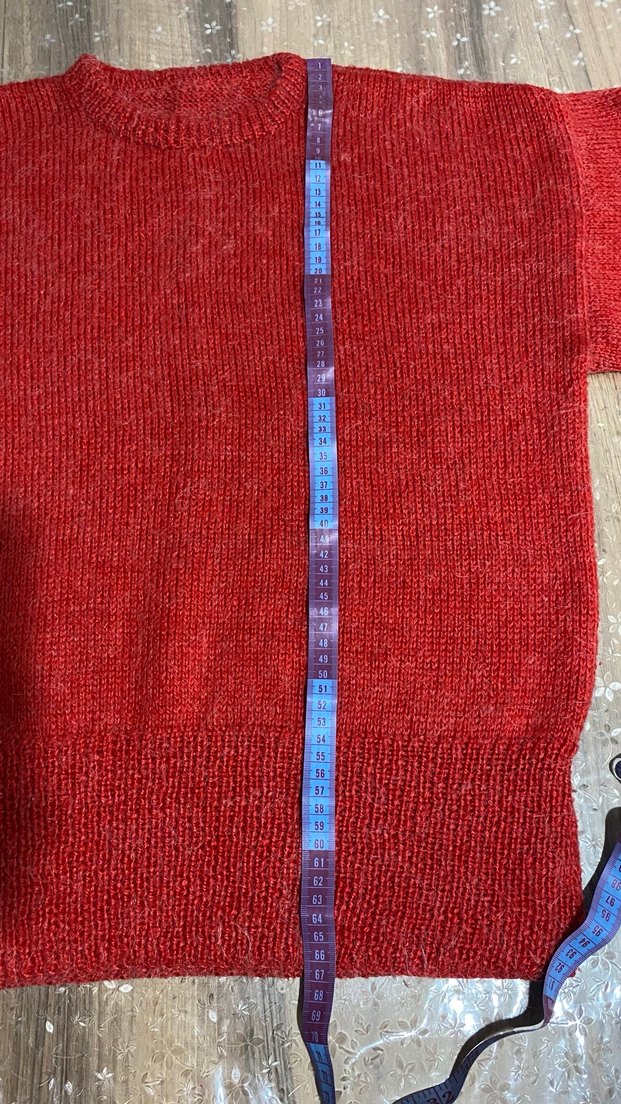 Kırmızı El Örgüsü Kadın Kazak - Görsel 5