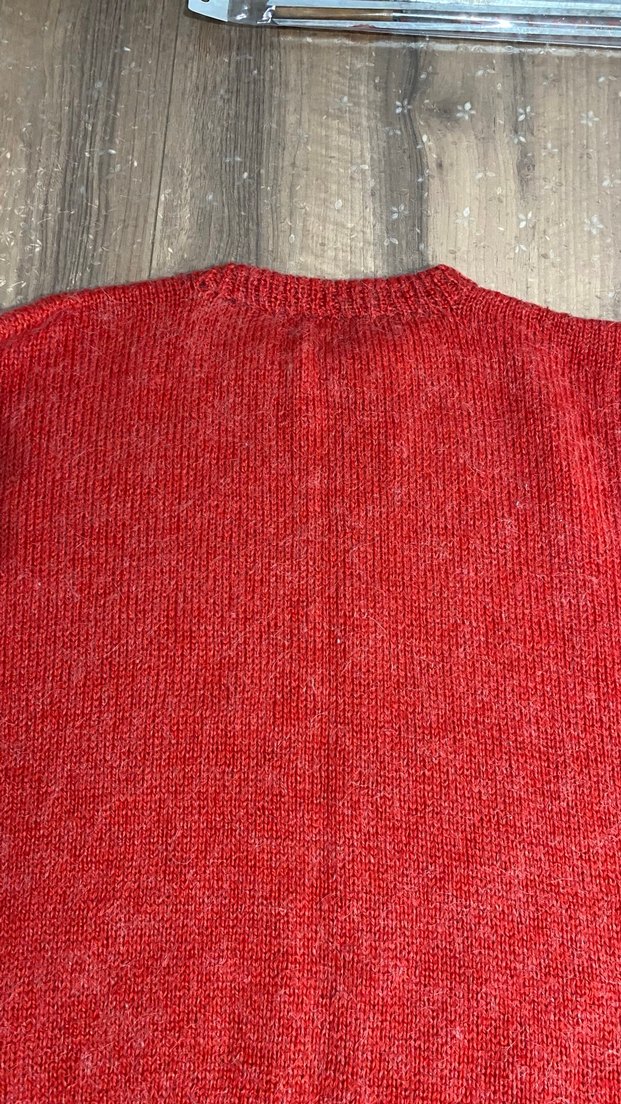 Kırmızı El Örgüsü Kadın Kazak - Görsel 4