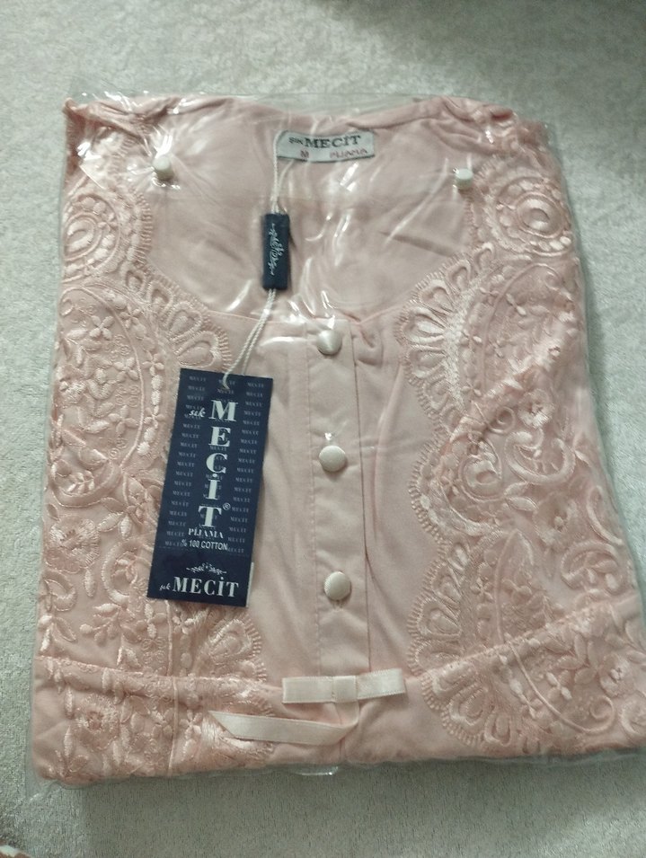 Beyaz Desenli Midi hamile Kadın Pijama Takımı - Görsel 2