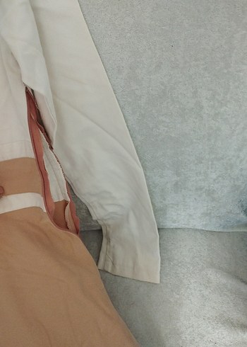 Bej Kemerli Uzun Keten Elbise - Görsel 5