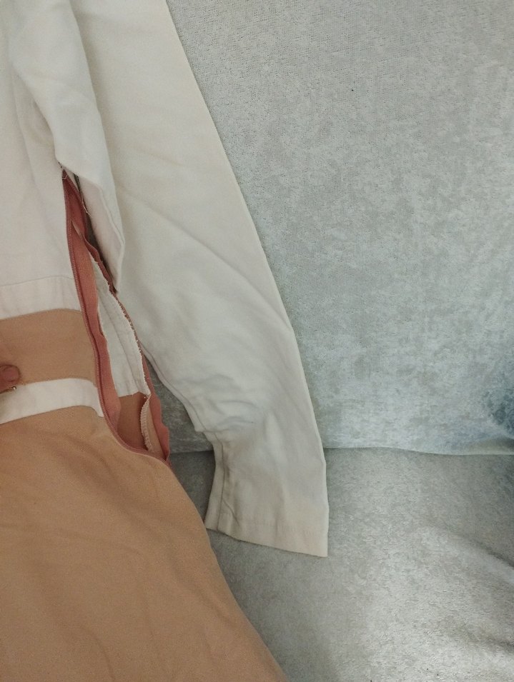 Bej Kemerli Uzun Keten Elbise - Görsel 5