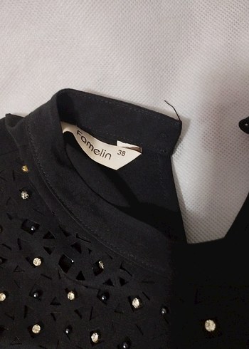 Siyah, Düğmeli, Uzun Kollu Kadın Bluz - Görsel 3