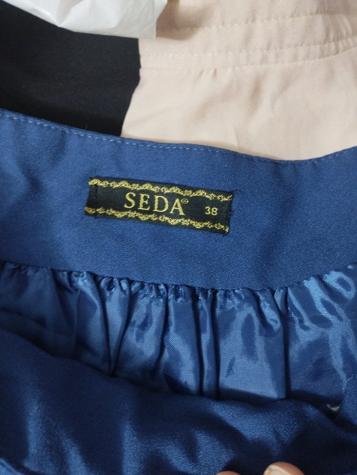 Lacivert Drapeli uzun etek - Görsel 3