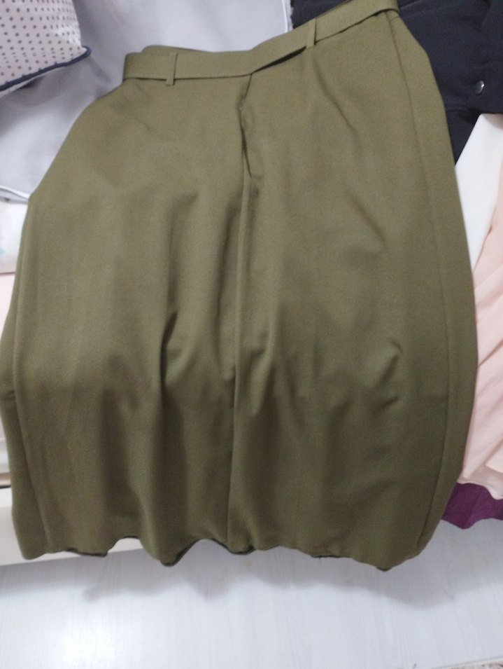 Kadın Haki Piliseli Midi Etek - Görsel 2