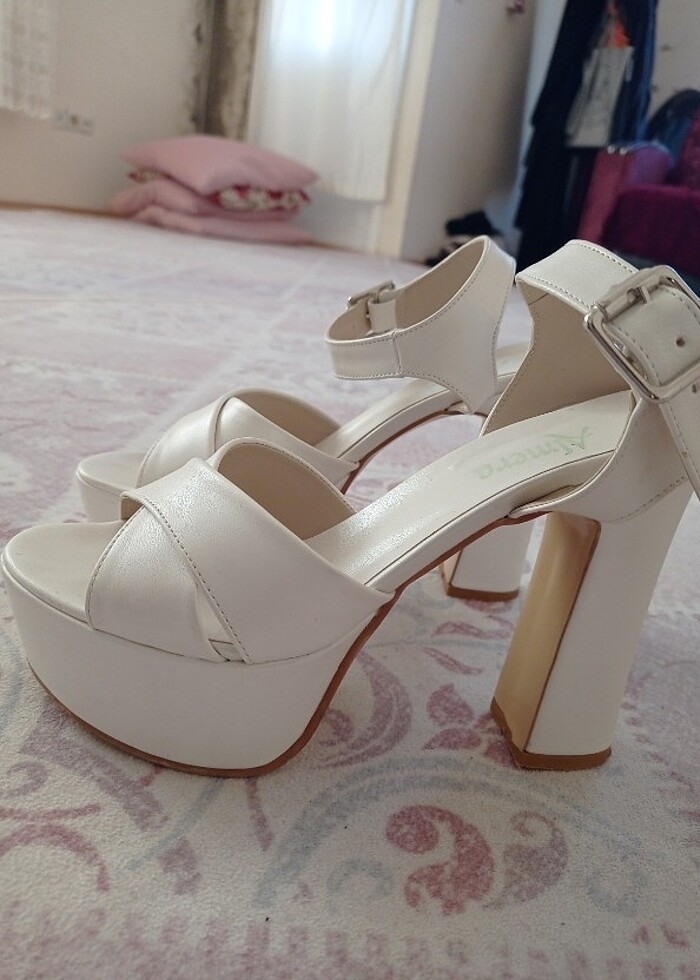 Kalın topuklu düğün ayakkabısı - Görsel 5