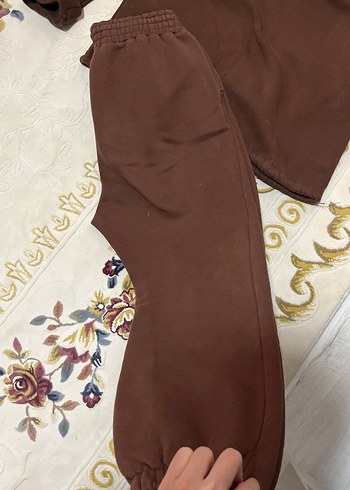 Kadın Kahverengi Rahat Kapüşonlu Eşofman Takımı - Görsel 5