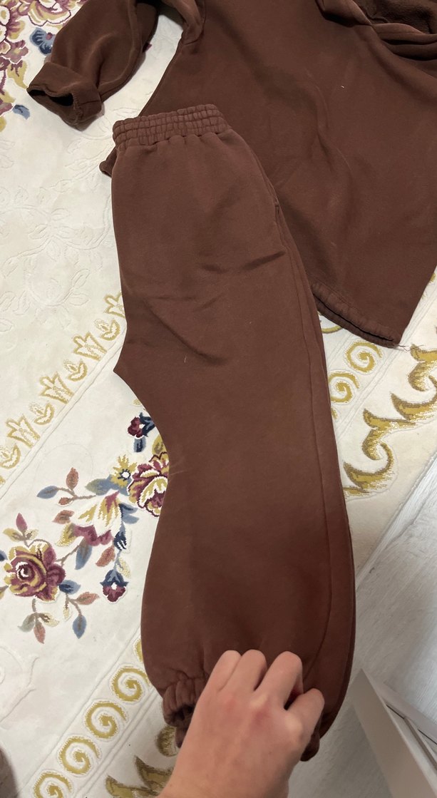 Kadın Kahverengi Rahat Kapüşonlu Eşofman Takımı - Görsel 5