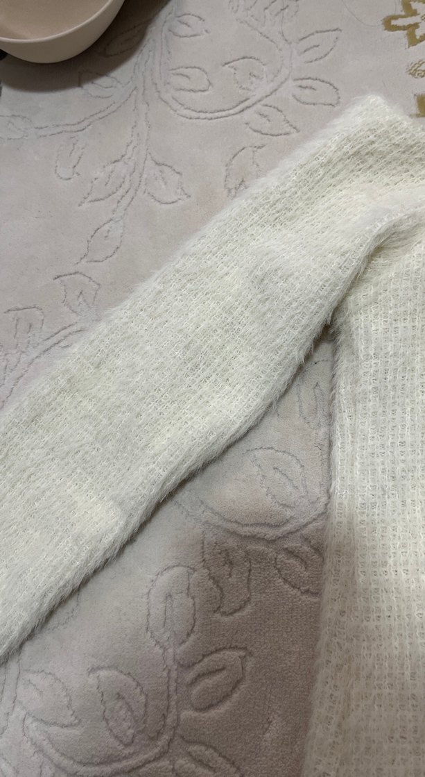 Kadın Beyaz Bohem Örgü Triko Kazak - Görsel 2