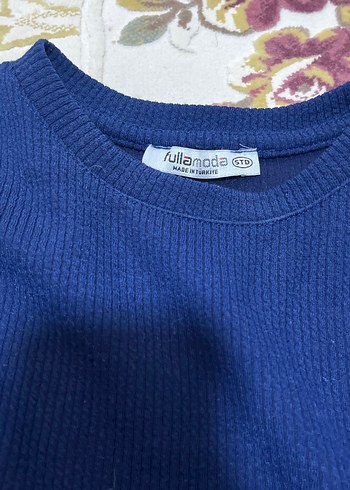 Kadın Lacivert Uzun Kollu Pamuklu Kazak - Görsel 2