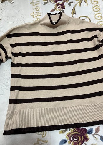 Düğmeli Boğazlı Kahverengi Triko Kazak - Görsel 2