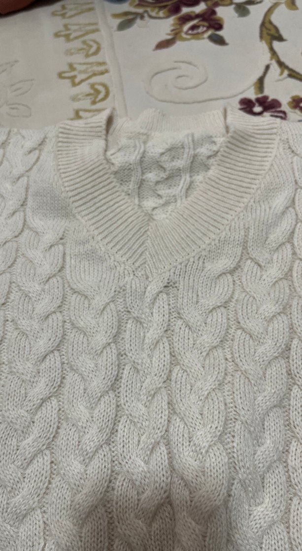 V Yaka Gri Örgü Kadın Süveter - Görsel 3