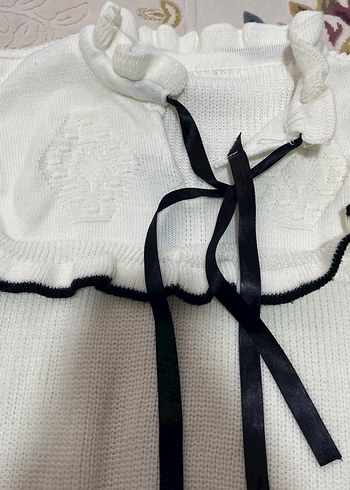 Fırfırlı Beyaz Triko Kadın Kazak - Görsel 2