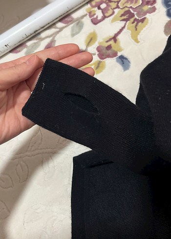 Siyah Kadın Düğmeli Kısa Sweatshirt - Görsel 3