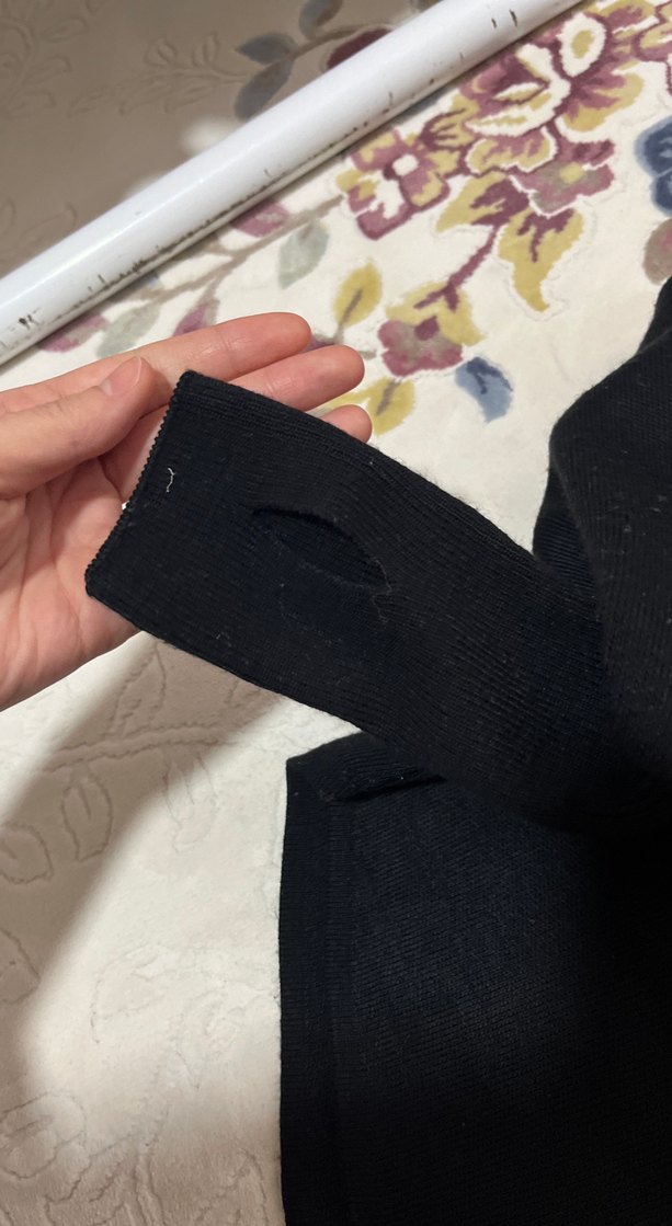 Siyah Kadın Düğmeli Kısa Sweatshirt - Görsel 3