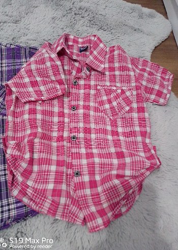 Kız Çocuk Kısa Kollu Renkli Ekose Gömlek - Görsel 4