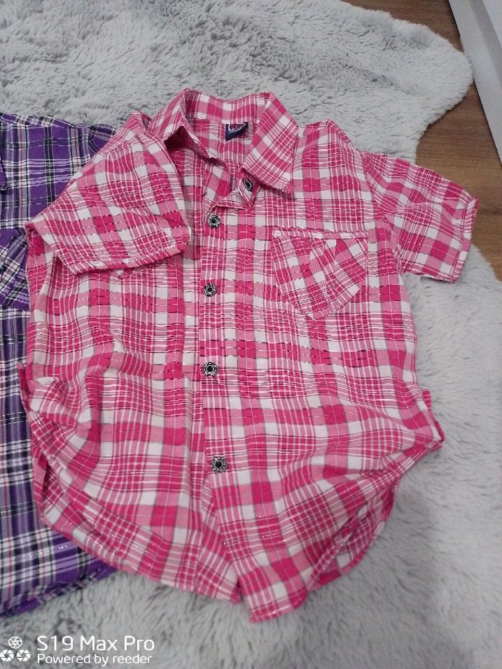 Kız Çocuk Kısa Kollu Renkli Ekose Gömlek - Görsel 4