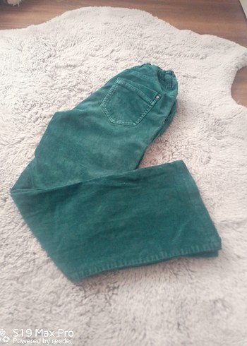 Kemerli Kız Çocuk Yeşil Süet Pantolon - Görsel 3