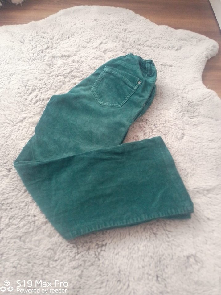 Kemerli Kız Çocuk Yeşil Süet Pantolon - Görsel 3