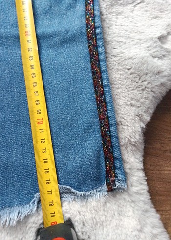 Nakışlı Mavi Kadın Midi Kot Pantolon - Görsel 6