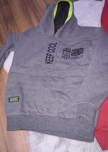 Gri Kapüşonlu Erkek Sweatshirt - Görsel 3