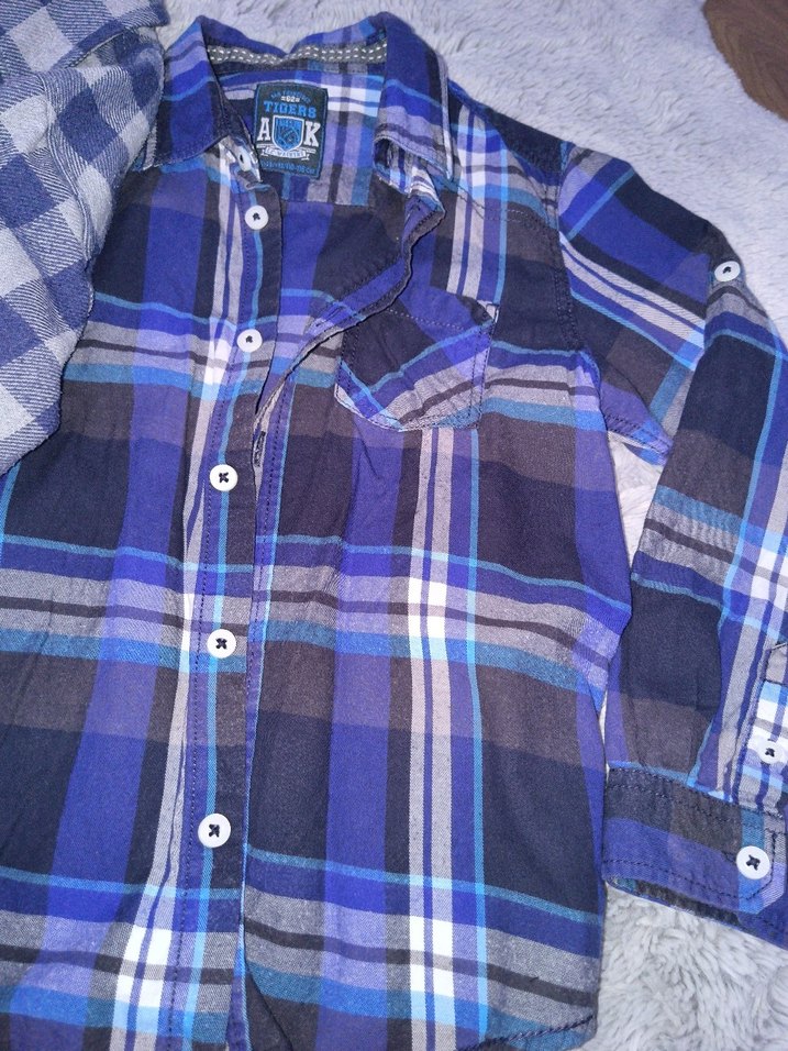 Erkek Çocuk Gri-Mavi Kareli Kısa Kollu Gömlek - Görsel 2