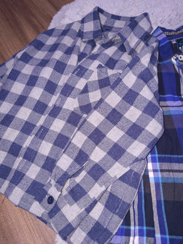 Erkek Çocuk Gri-Mavi Kareli Kısa Kollu Gömlek - Görsel 3