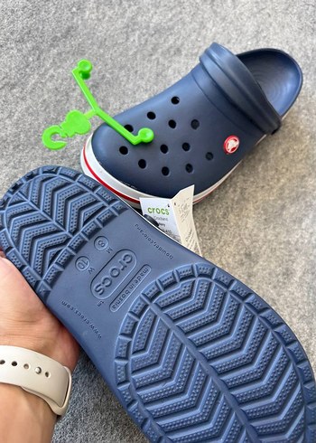 45 Beden Crocs Erkek Terlikleri Mavi Renkli Velcro Bantlı