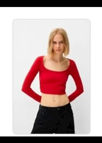 Bershka Bershka Kırmızı Uzun Kollu Basic Bluz