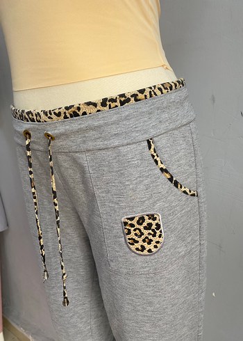 Roberto Cavalli Gri Leopar Desenli Salaş Eşofman Altı - Görsel 4