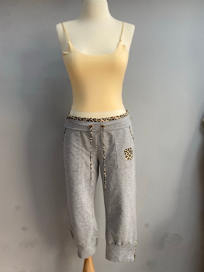 Roberto Cavalli Gri Leopar Desenli Salaş Eşofman Altı - Görsel 2