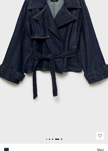 Kadın Lacivert Kemerli Denim Ceket
