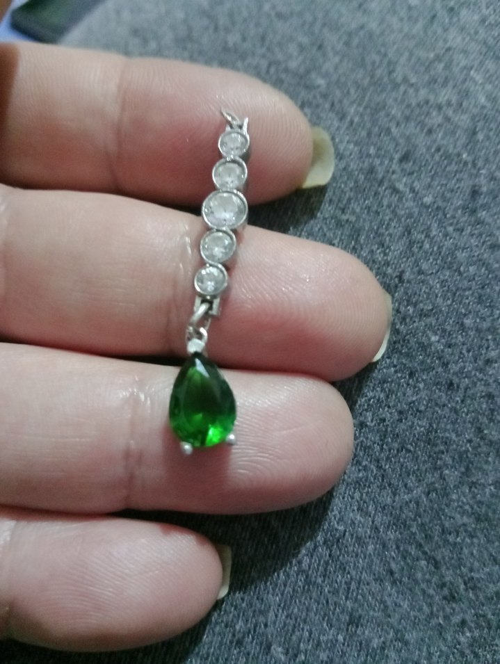 Yeşil Damla Taşlı Kadın Kolye Ucu - Görsel 2