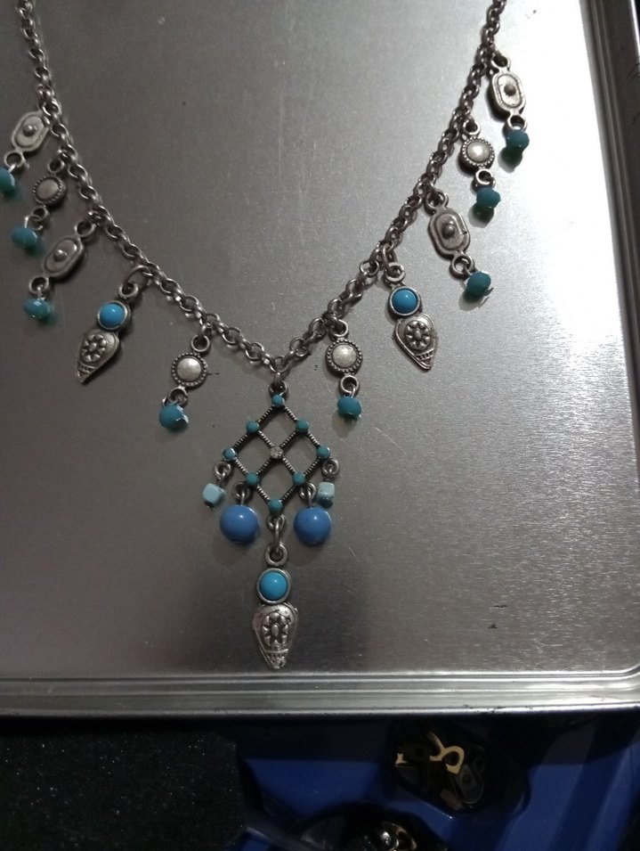 Bohem Tarzı Turkuaz Boncuklu Kolye - Görsel 2