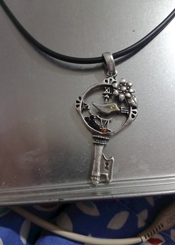 Bohem Anahtar Detaylı Siyah Kolye - Görsel 2