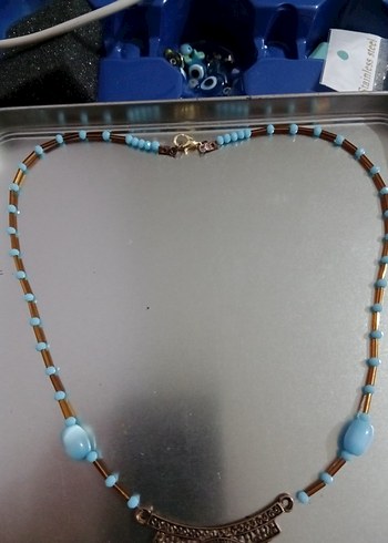 Uzun Turkuaz Boncuklu Bohem Kadın Kolye - Görsel 7