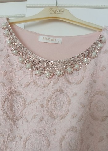 Diğer Dantel İşlemeli Pembe Midi Elbise