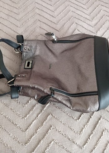 Bronz Deri Kadın Sırt Çantası - Görsel 10