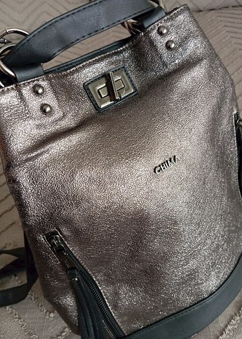 Bronz Deri Kadın Sırt Çantası - Görsel 5