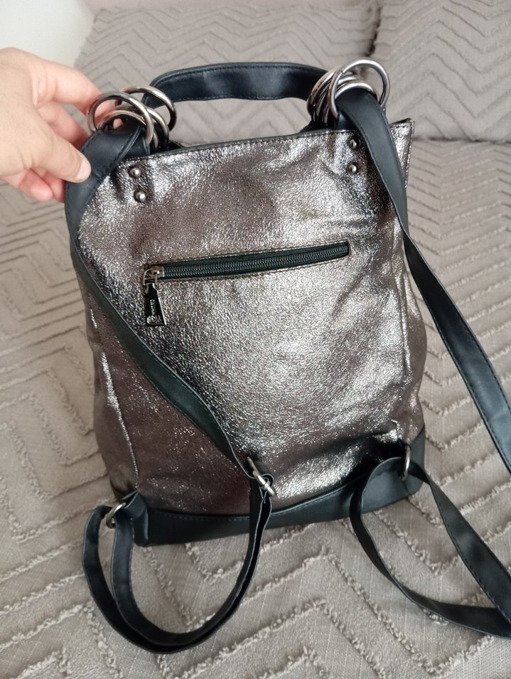 Bronz Deri Kadın Sırt Çantası - Görsel 4