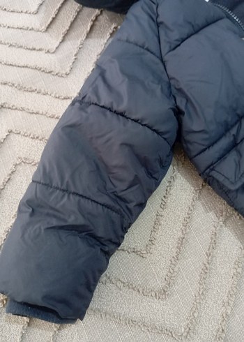 Erkek Çocuk koyu lacivert kapüşonlu içi polar şişme mont - Görsel 3