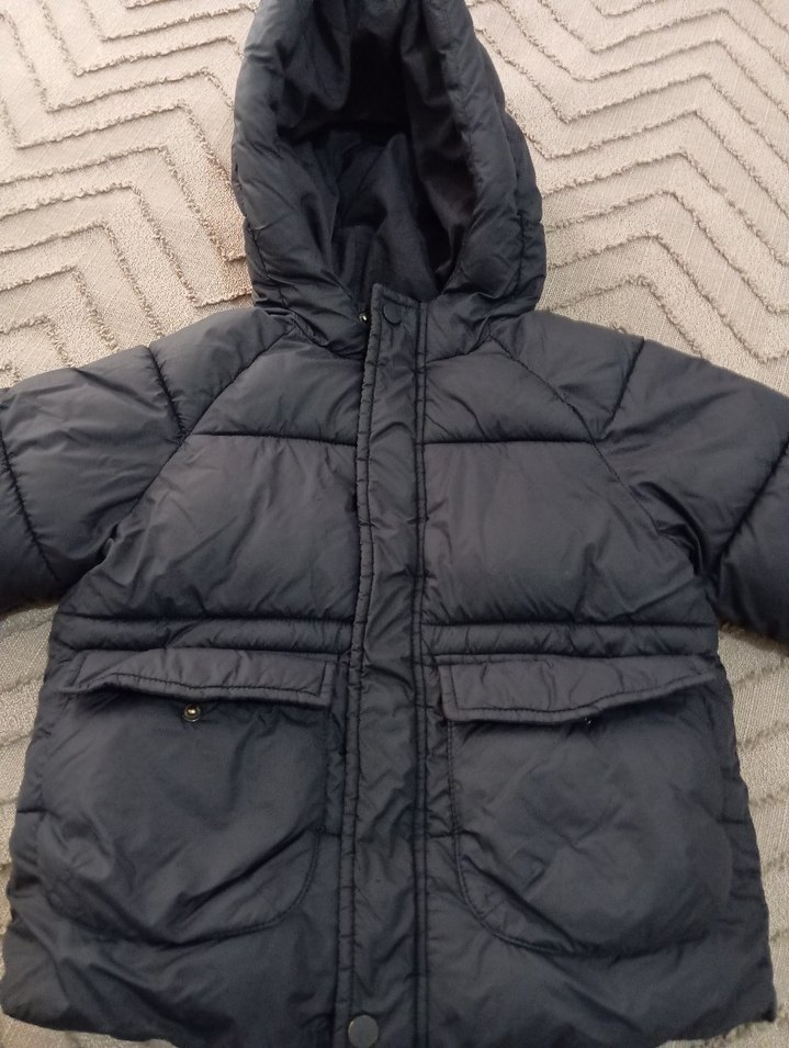 Erkek Çocuk koyu lacivert kapüşonlu içi polar şişme mont - Görsel 4