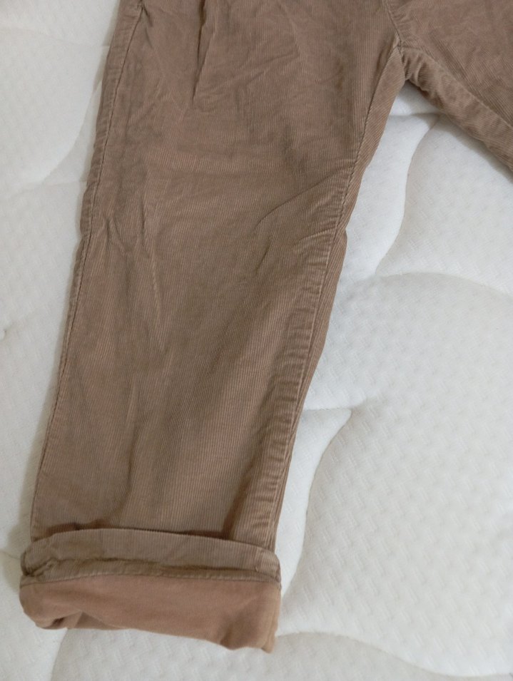 Bej Erkek Çocuk ince kadife Rahat Pantolon - Görsel 2