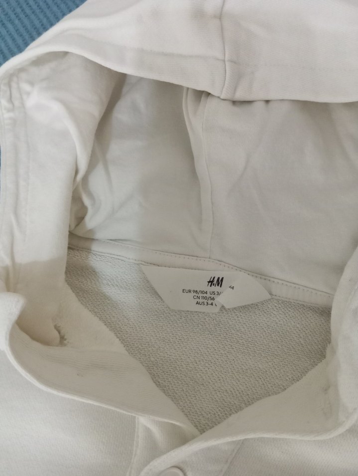 Düğmeli Kapüşonlu Erkek Çocuk Beyaz Sweatshirt - Görsel 5