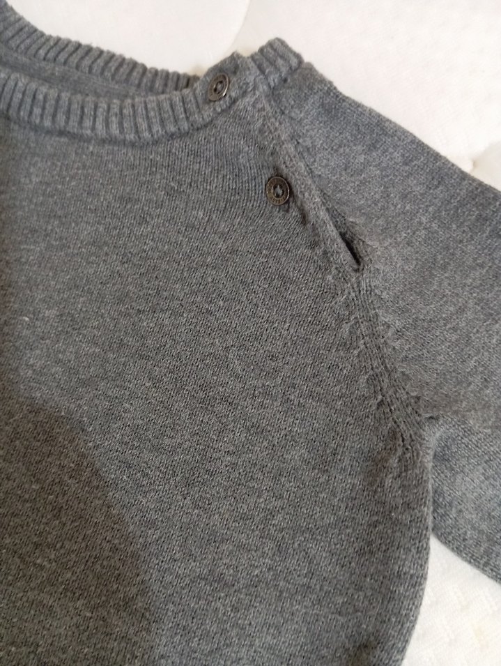 Gri Erkek çocuk Örgü Yün Kazak - Görsel 2