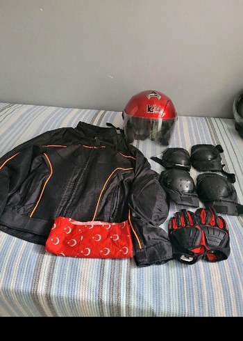 Kırmızı Deri Motosiklet dış giyim korumalık seti. - Görsel 2