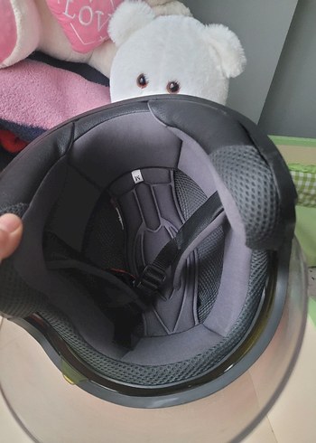 Gri Siyah Biker Motosiklet Kaskı Velcro - Görsel 3