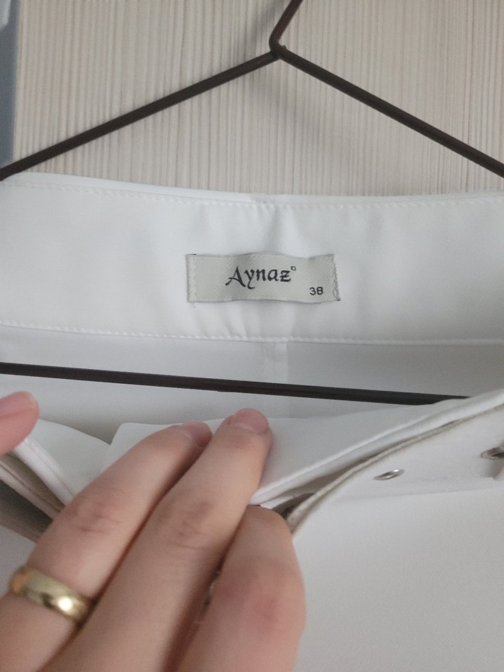 Düğmeli Beyaz Kadın Uzun Blazer Ceket - Görsel 5