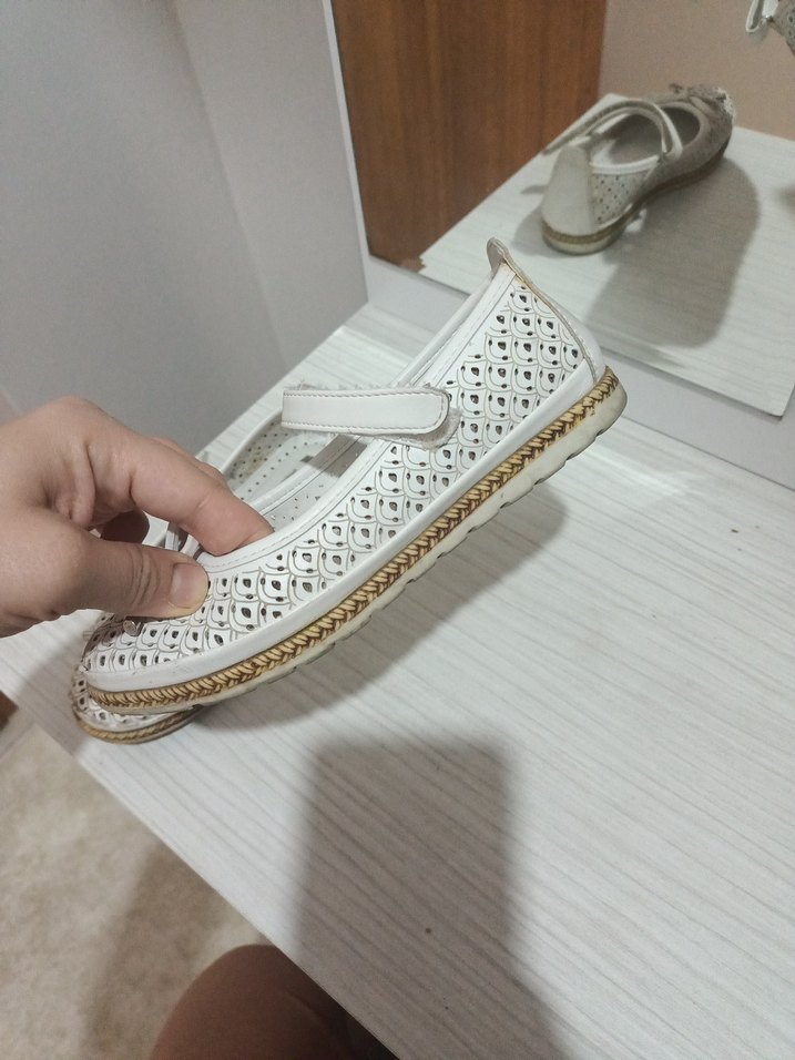 Kız Çocuk Beyaz Dantel Detaylı Babet - Görsel 4